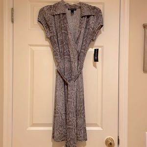 INC SNAKE PRINT FAUX WRAP DRESS